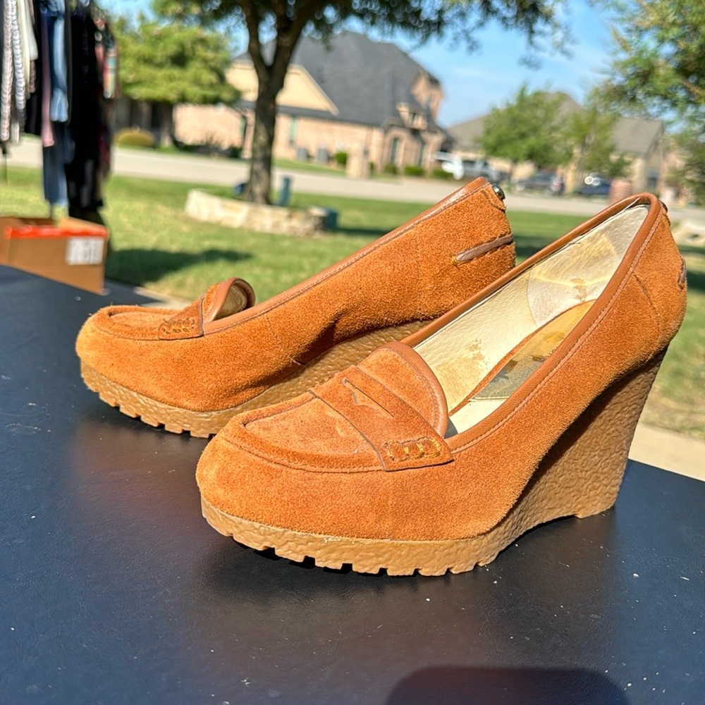 Michael Kors suede moccasin wedge